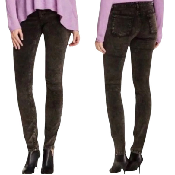 Eileen Fisher Velveteen Mineral Washed Skinny Jeans Black Gray 12 - Picture 1 of 10